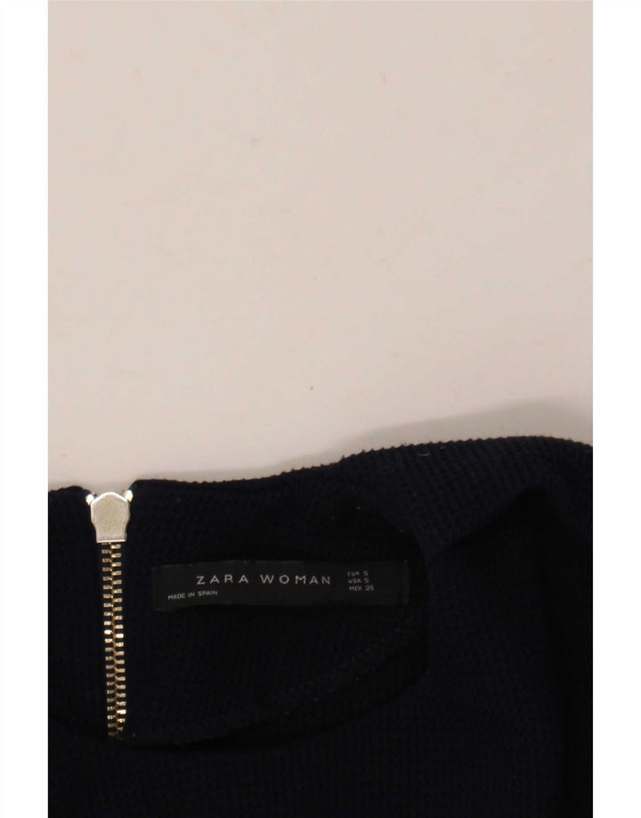 Top Blusa Donna Zara UK 10 Small Blu Navy