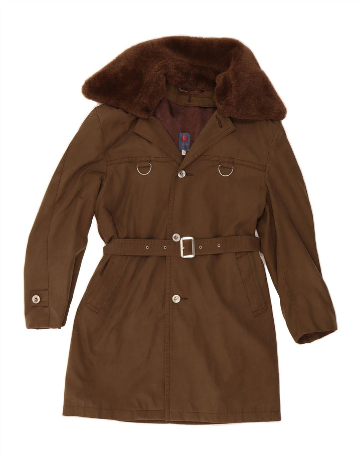 VINTAGE Womens Overcoat UK 16 Large Brown Polyamide Vintage Vintage and Second-Hand Vintage from Messina Hembry 