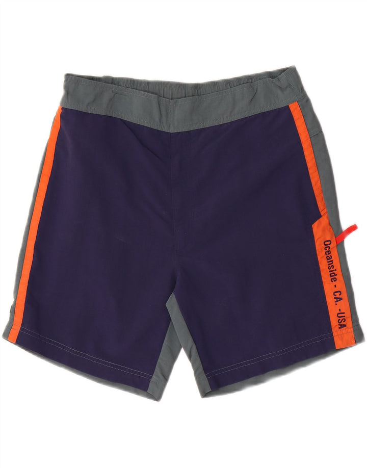 Pantaloncini da bagno con grafica ASICS da uomo, grandi, in nylon color block blu navy