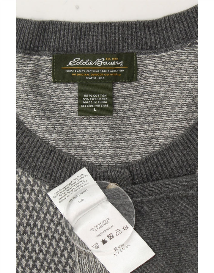 Maglione cardigan da donna EDDIE BAUER UK 14 grande cotone grigio