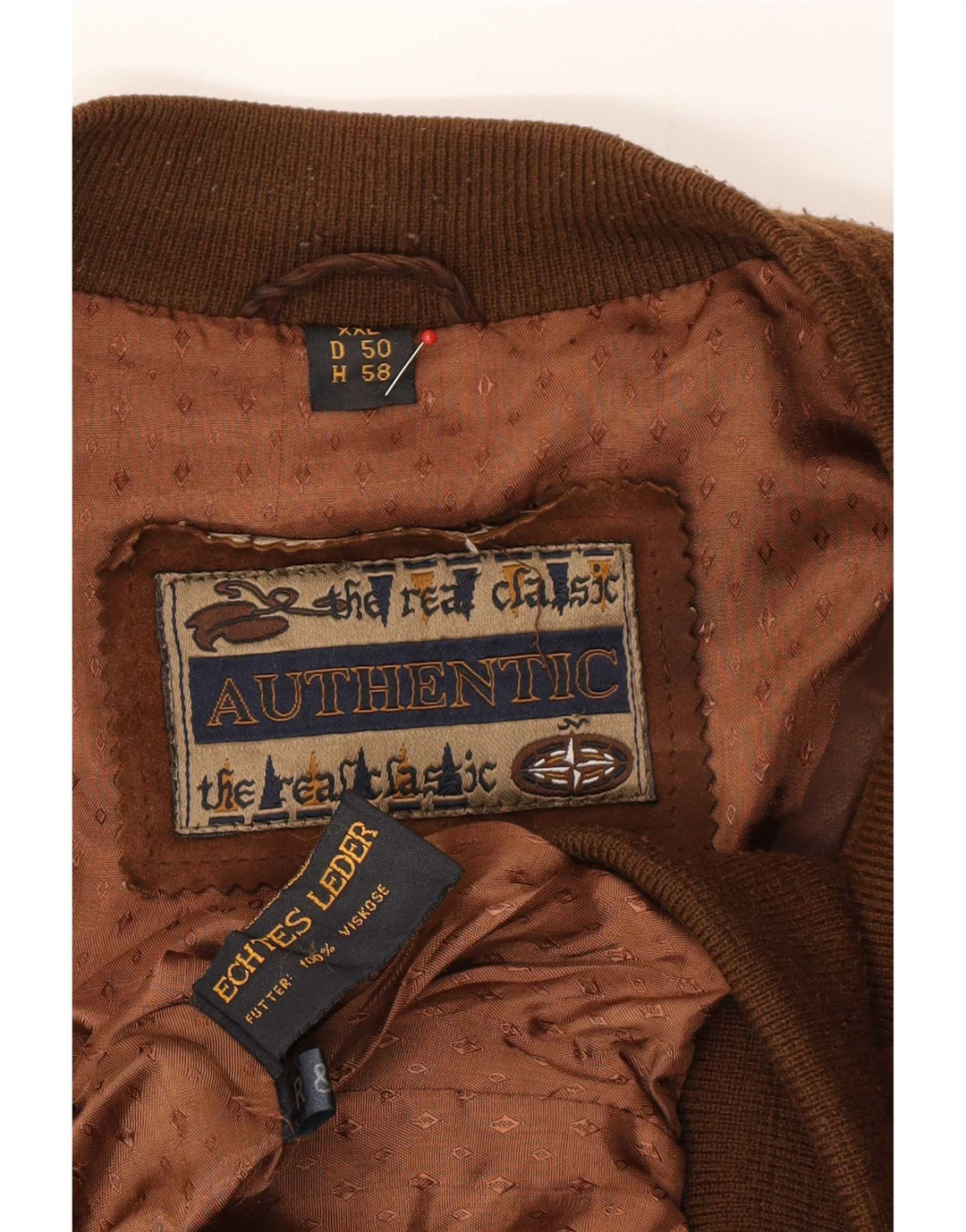 Autentico giubbotto bomber in pelle scamosciata da uomo UK 44 2XL in pelle marrone