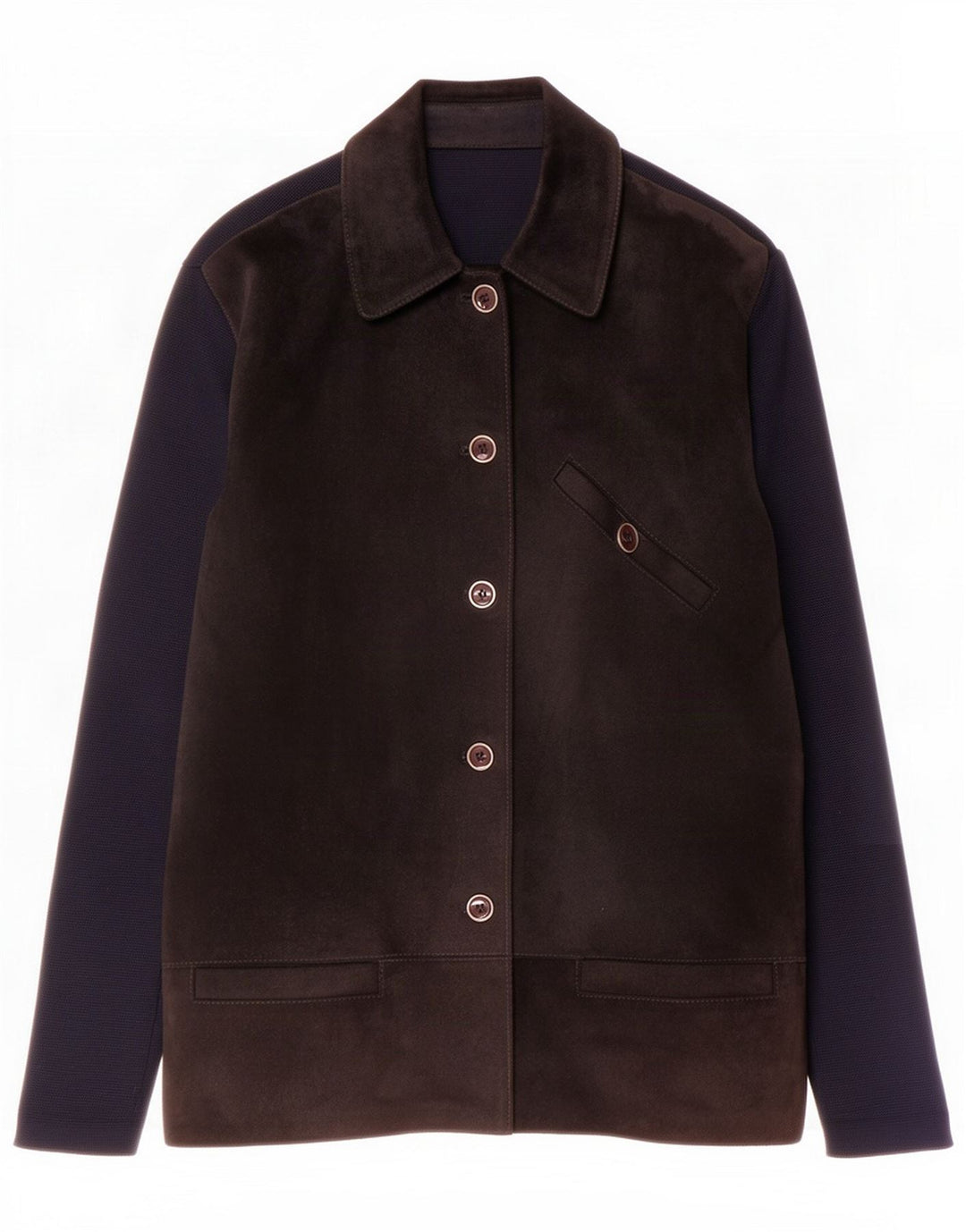 Giacca vintage da donna in pelle scamosciata UK 14 in pelle color block blu navy media