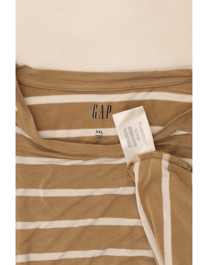 Gap Top oversize da donna a maniche lunghe UK 20 2XL Rayon a righe beige