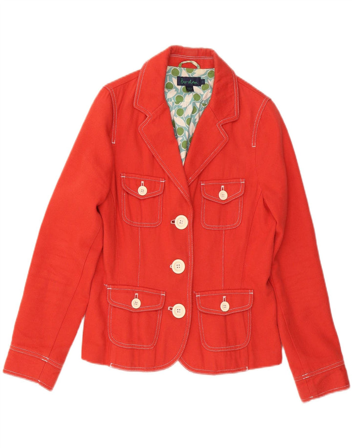 BODEN Womens 3 Button Blazer Jacket UK 12 Medium  Red Cotton Vintage Boden and Second-Hand Boden from Messina Hembry 