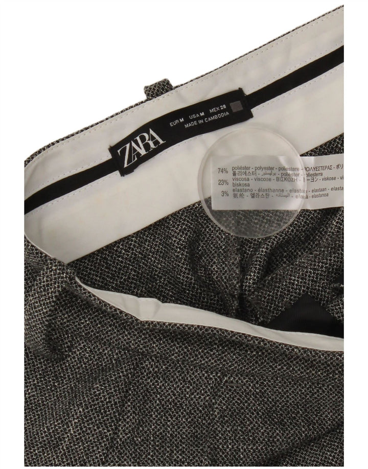 Pantaloni casual a gamba larga a vita alta da donna Zara in poliestere grigio medio