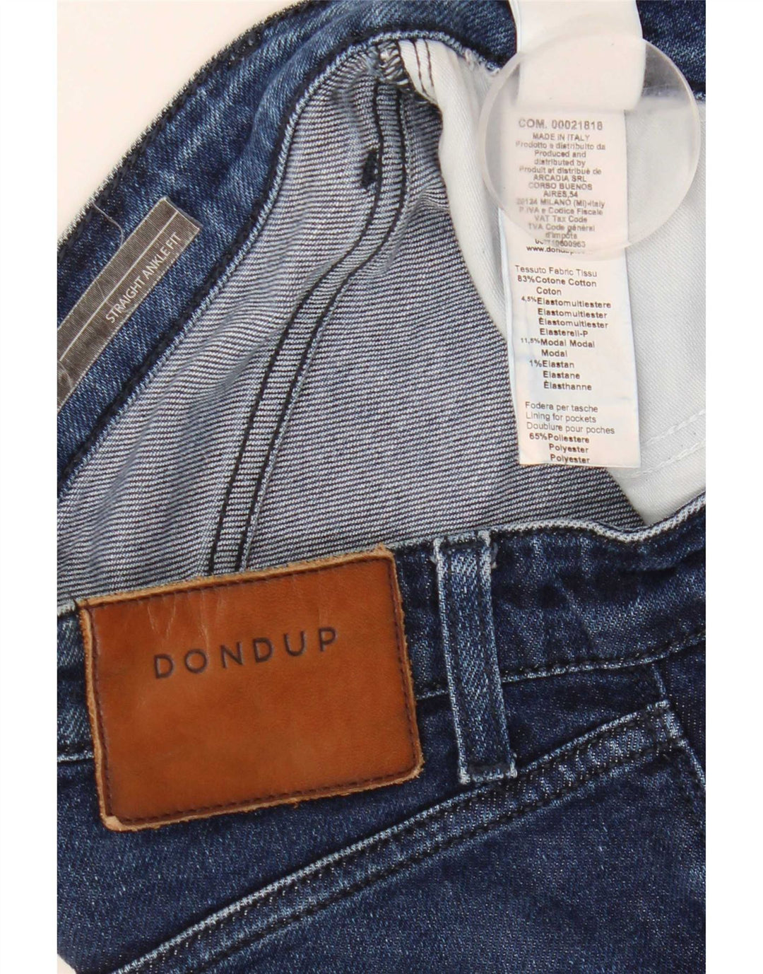 Jeans dritti da donna Dondup W28 L27 cotone blu navy