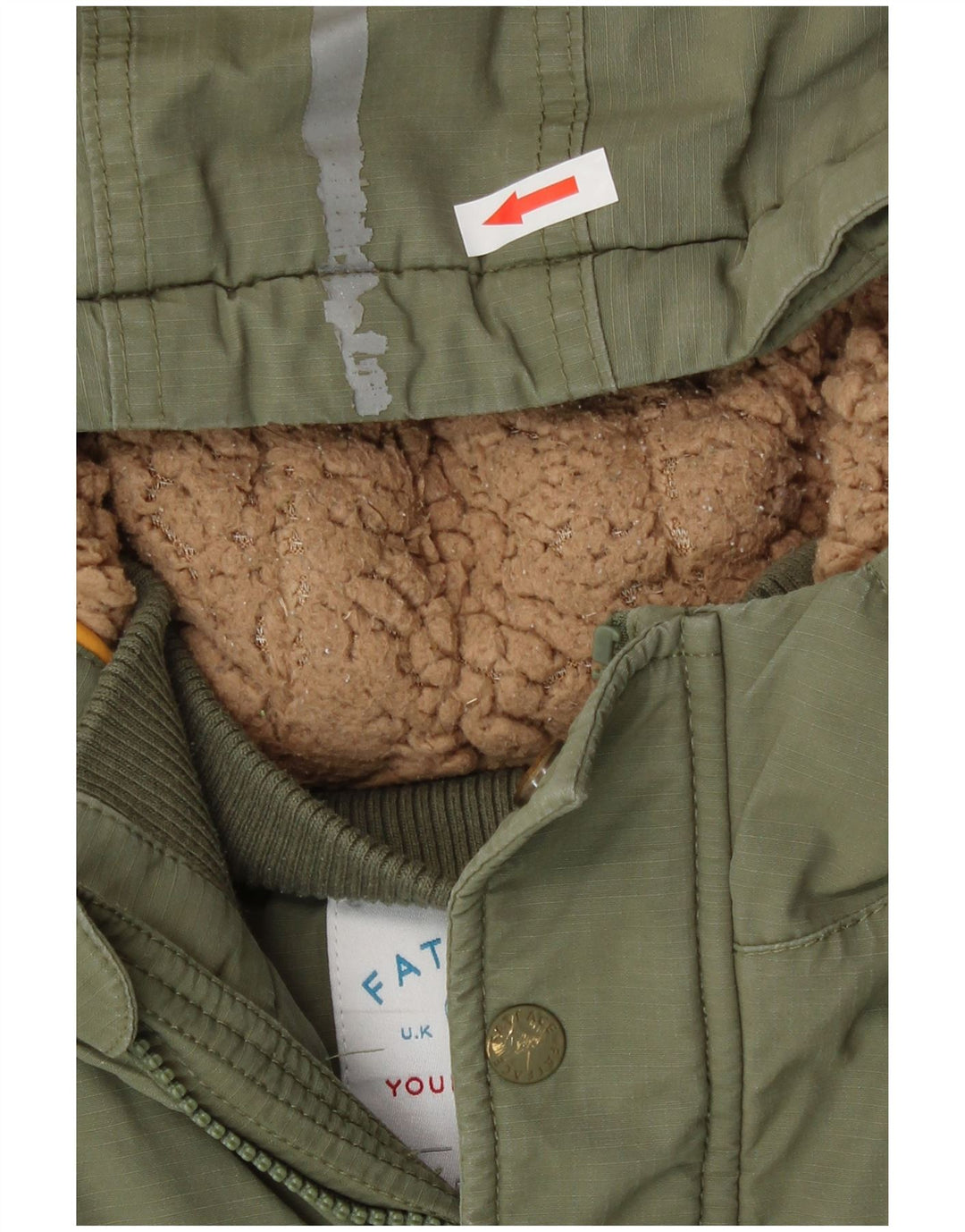 Giacca parka con cappuccio da ragazzo Fat Face 8-9 anni in cotone kaki