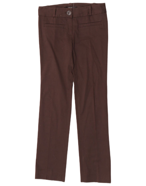 Zara Womens Straight Casual Trousers EU 34 2XS W24 L30 Brown Cotton