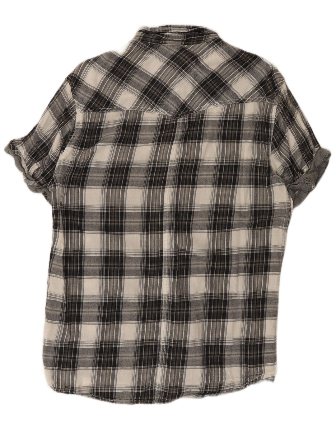 Jack & Jones Camicia da uomo in flanella a maniche corte, cotone a quadri grigi grandi