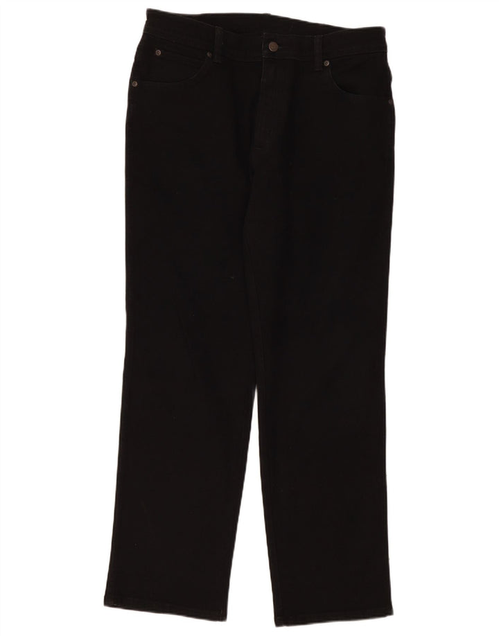 Jeans dritti regolari da uomo Wrangler W34 L30 cotone nero