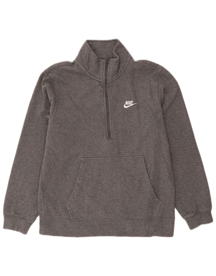 Felpa Nike da uomo con zip e collo, maglione, cotone chiazzato grigio medio