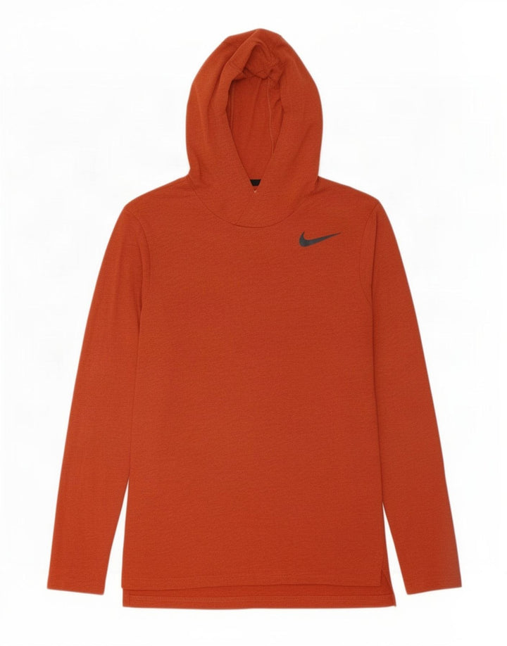 Maglia Nike da uomo a maniche lunghe con cappuccio, piccola, arancione, in poliestere