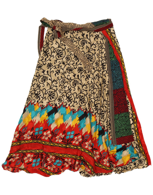 Gonna a portafoglio vintage da donna W34 grande patchwork multicolore