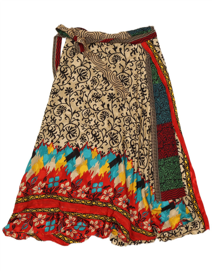 Gonna a portafoglio vintage da donna W34 grande patchwork multicolore