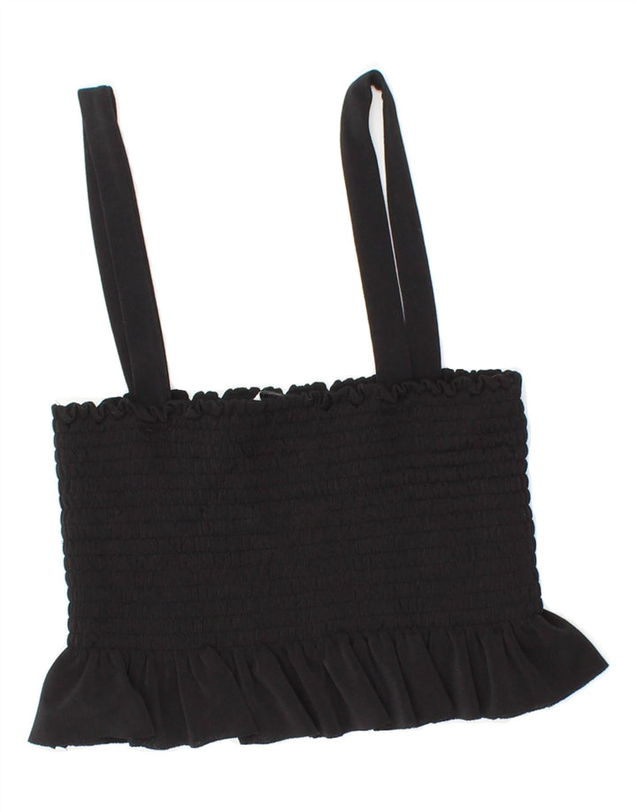 ZARA Womens Crop Top UK 8 Small Black Polyester Vintage Zara and Second-Hand Zara from Messina Hembry 