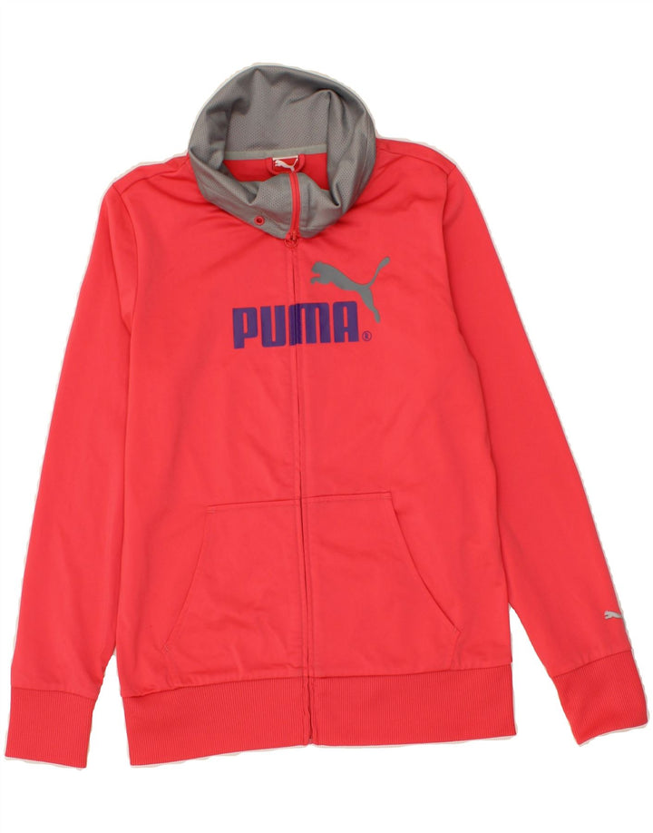 PUMA Womens Graphic Tracksuit Top Jacket UK 12 Medium Pink Polyester Vintage Puma and Second-Hand Puma from Messina Hembry 