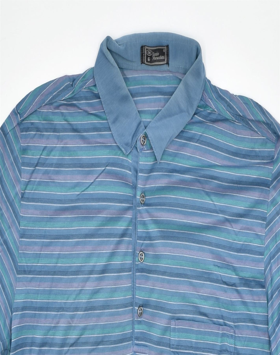 ENNIO MURACCHINI Mens Polo Shirt XL Blue Striped Cotton | Vintage | Thrift | Second-Hand | Used Clothing | Messina Hembry 