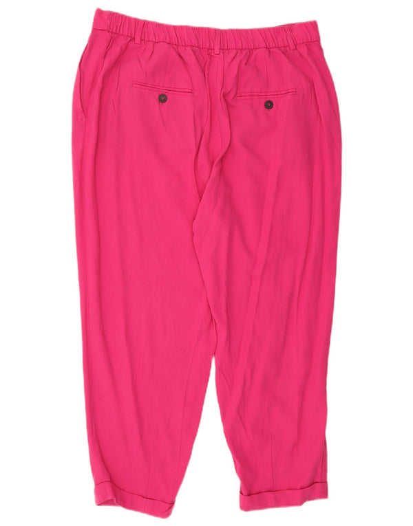 Zara Womens High Waist Capri Trousers XL W36 L22 Pink