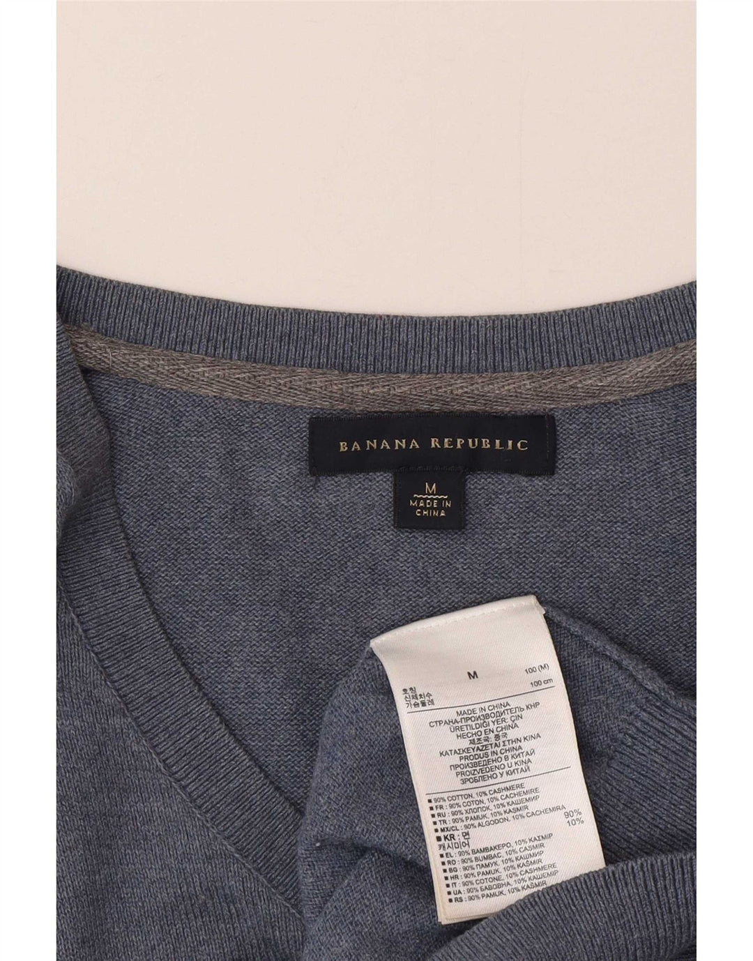 Maglione da uomo con scollo a V Banana Republic in cotone blu medio