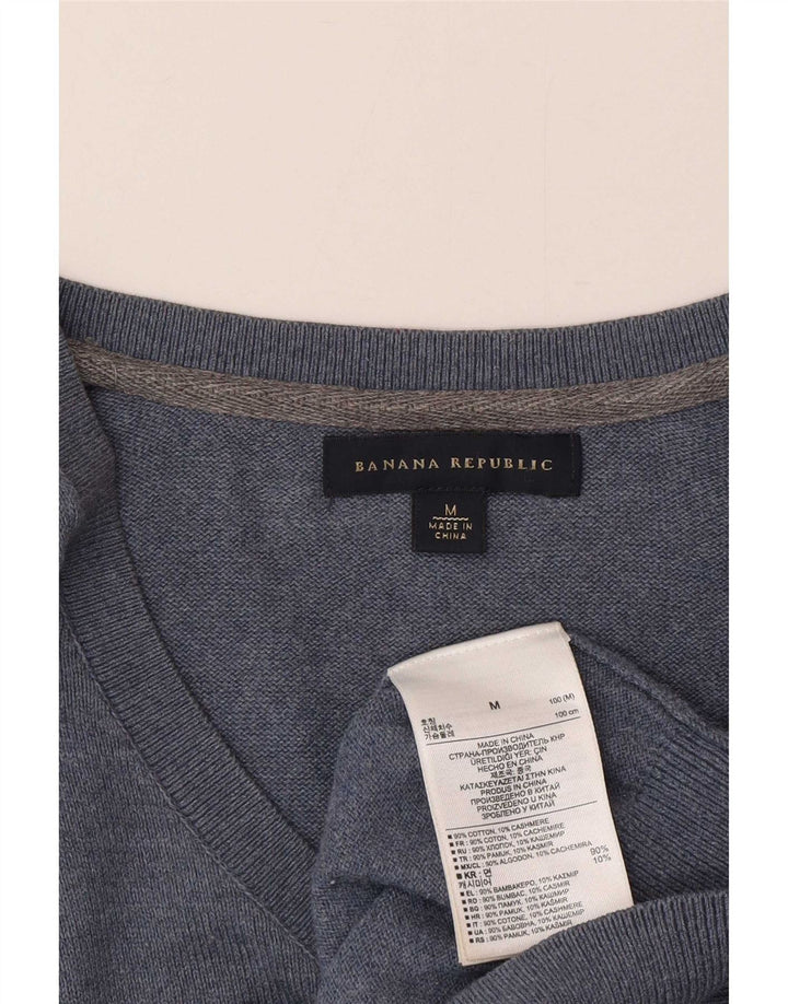 Maglione da uomo con scollo a V Banana Republic in cotone blu medio