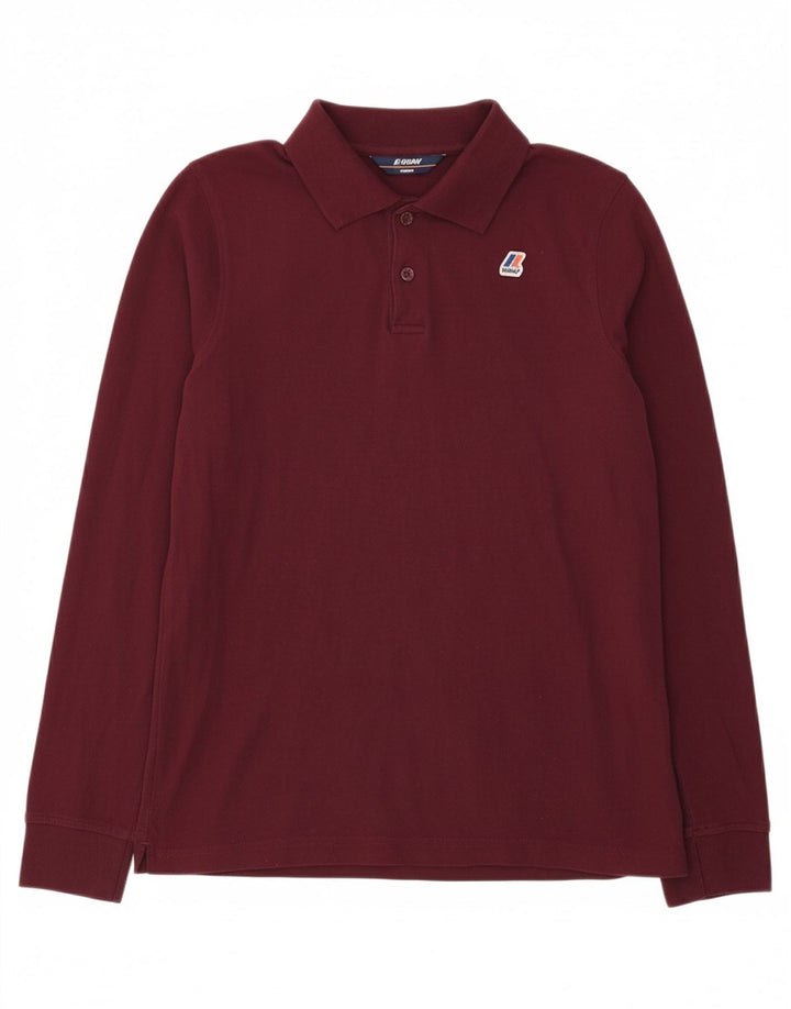 K-WAY Mens Long Sleeve Polo Shirt Medium Burgundy Cotton