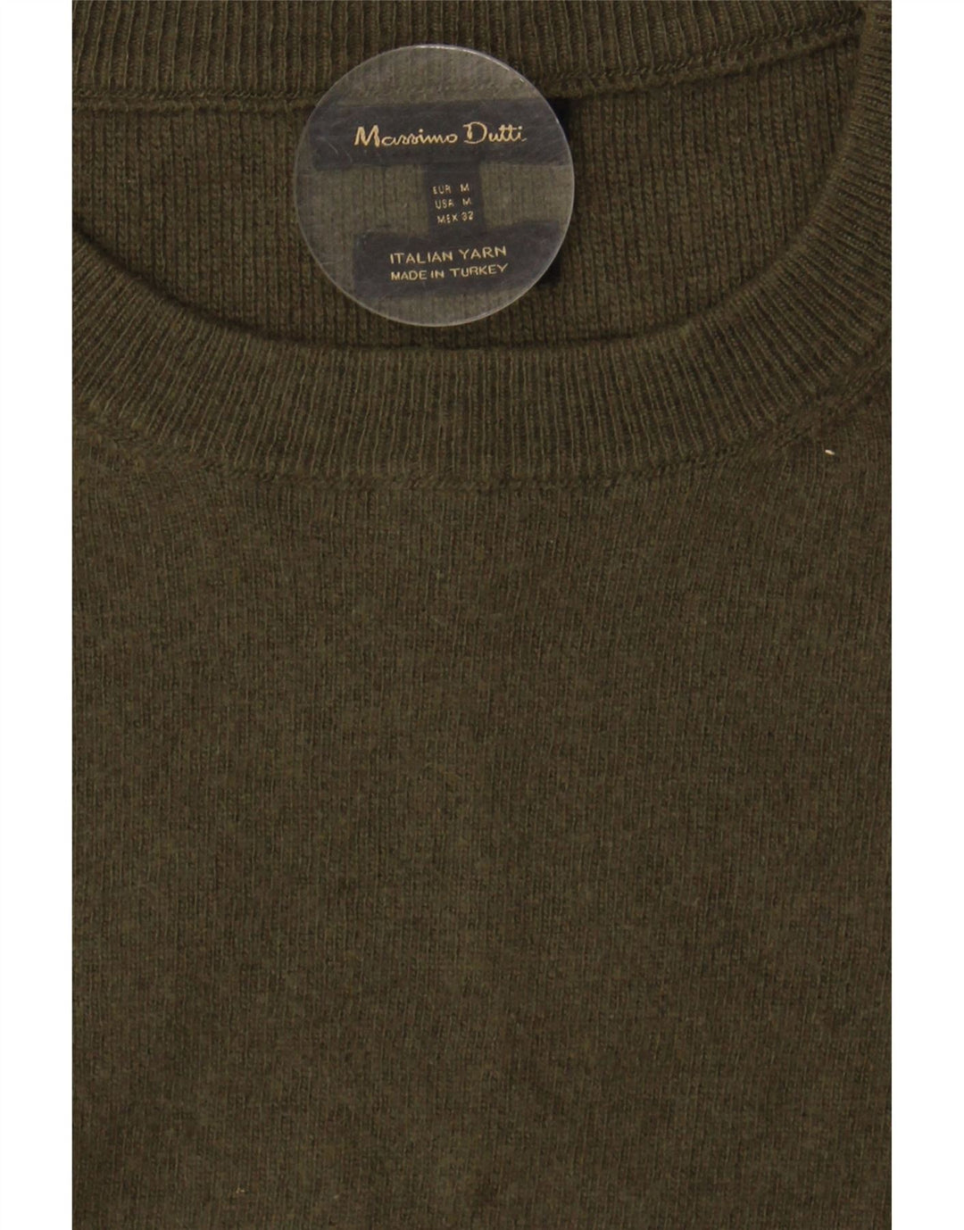 MASSIMO DUTTI Womens Crew Neck Jumper Sweater UK 12 Medium Khaki