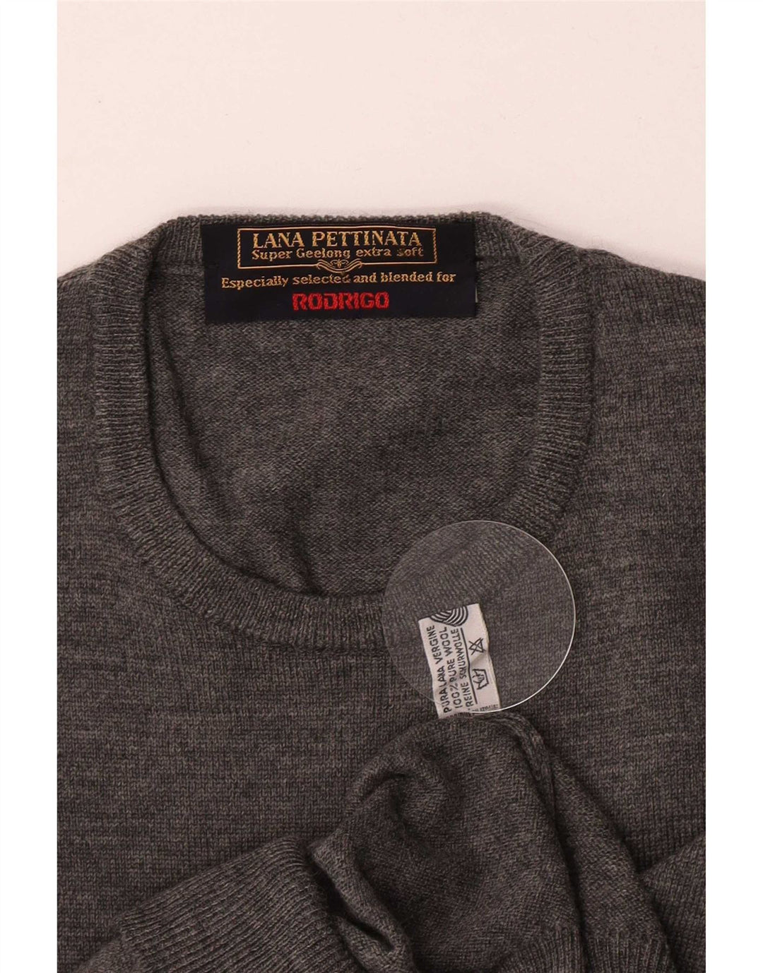 Maglione maglione girocollo da uomo Rodrigo IT 52 Large grigio lana vergine