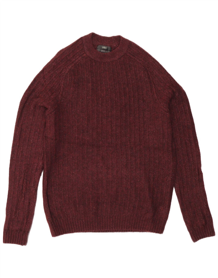 Maglione maglione girocollo da uomo Marks & Spencer grande bordeaux screziato