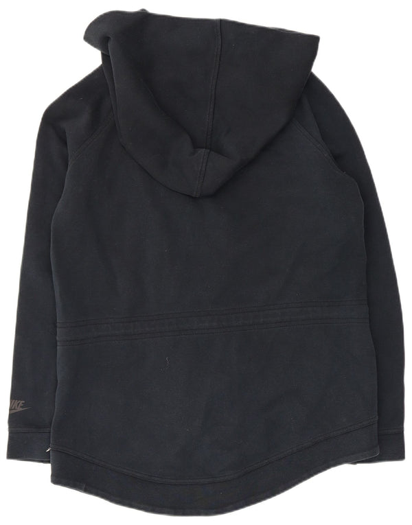 Maglione con cappuccio e zip oversize da donna NIKE UK 10 piccolo in cotone blu navy