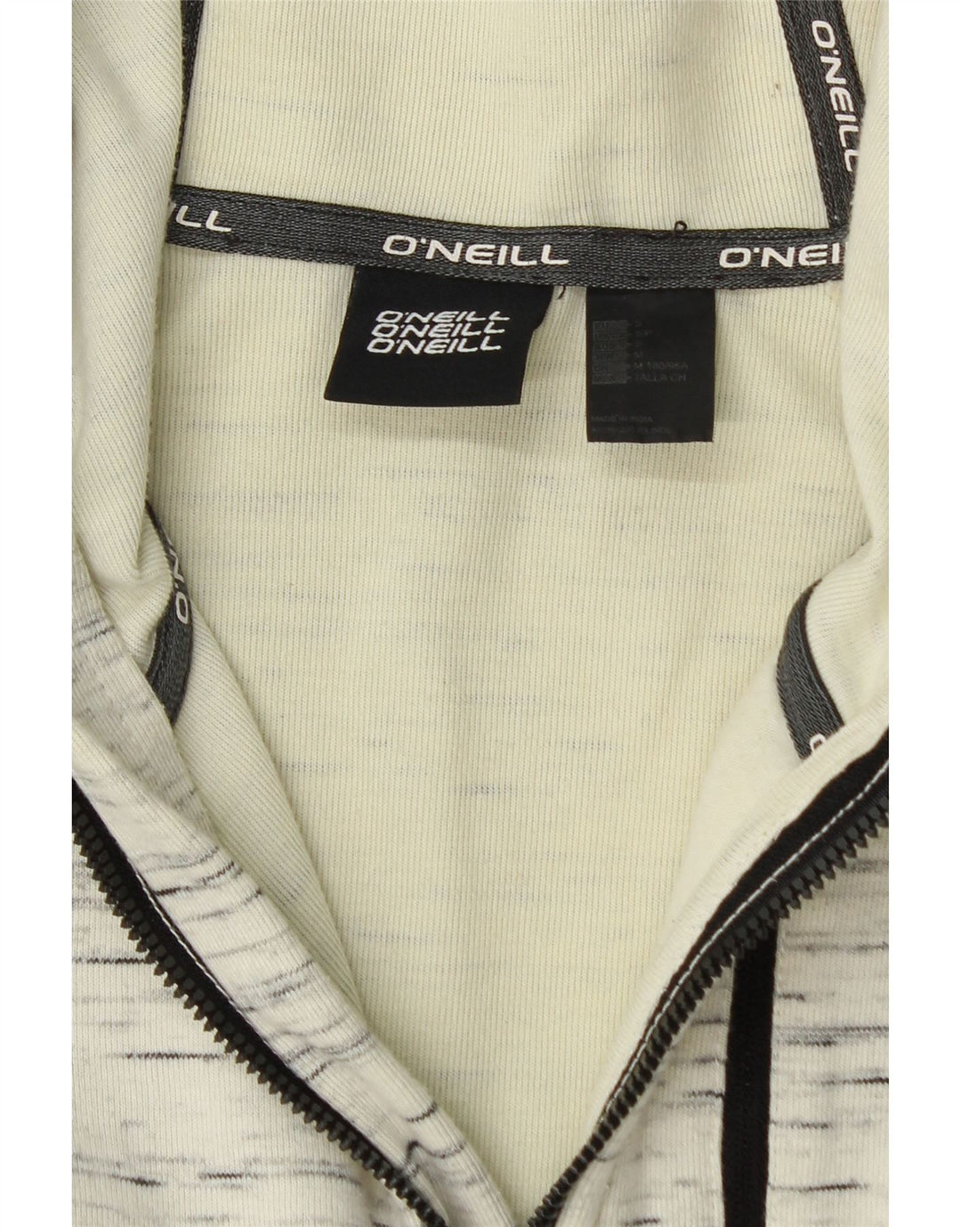O'NEILL Mens Zip Hoodie Sweater Small Off White Flecked Cotton