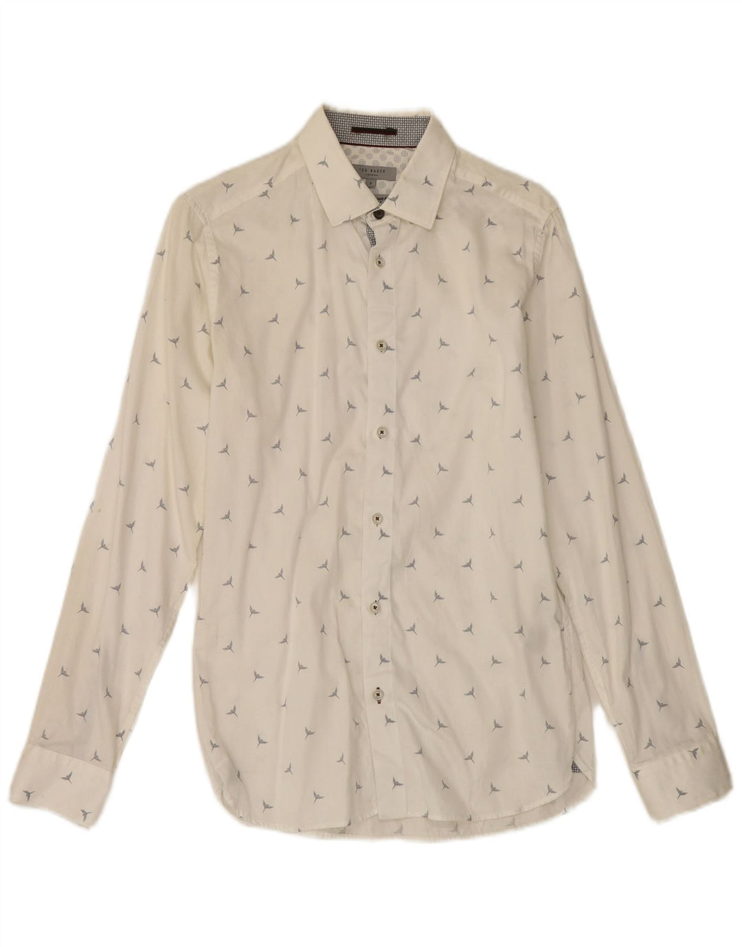 Ted Baker Camicia da uomo con motivo astratto taglia 2 piccola in cotone bianco