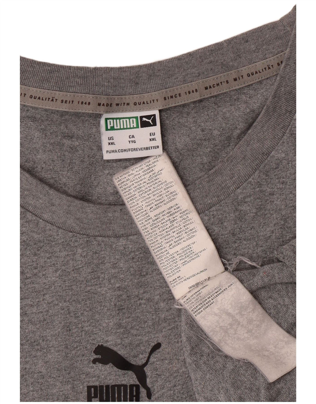 T-shirt grafica da uomo Puma Top 2XL in cotone grigio