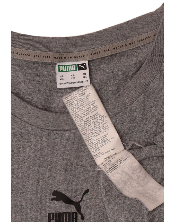 T-shirt grafica da uomo Puma Top 2XL in cotone grigio