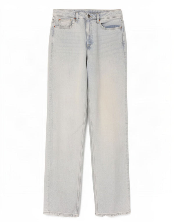 Jeans dritti a vita alta da donna Marks & Spencer UK 10 piccoli W30 L32 blu