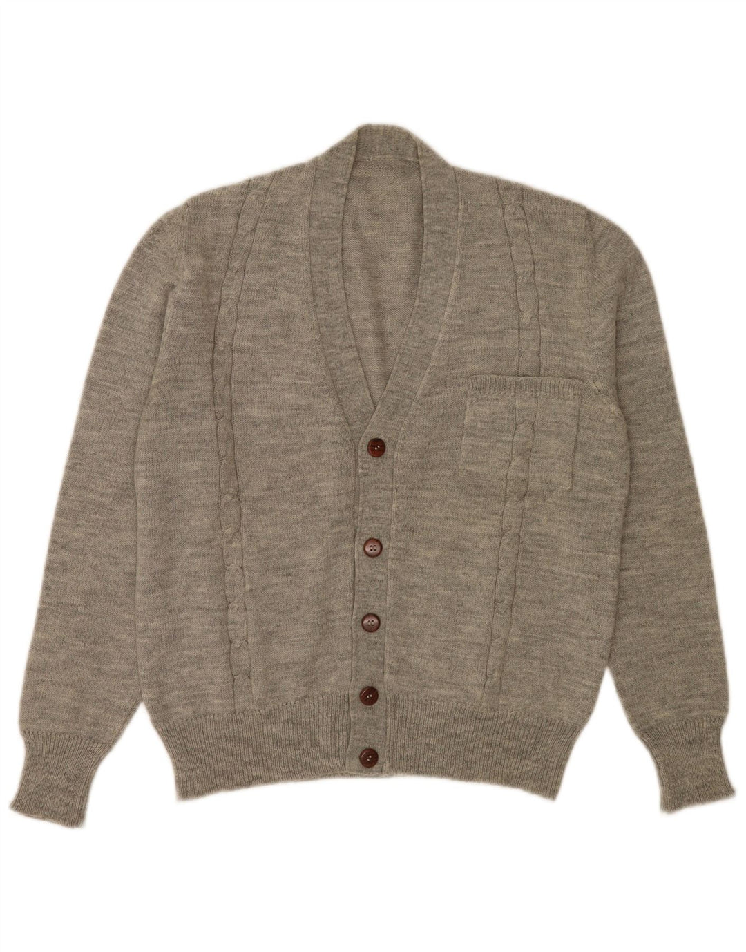 Maglione cardigan da uomo vintage grigio medio screziato