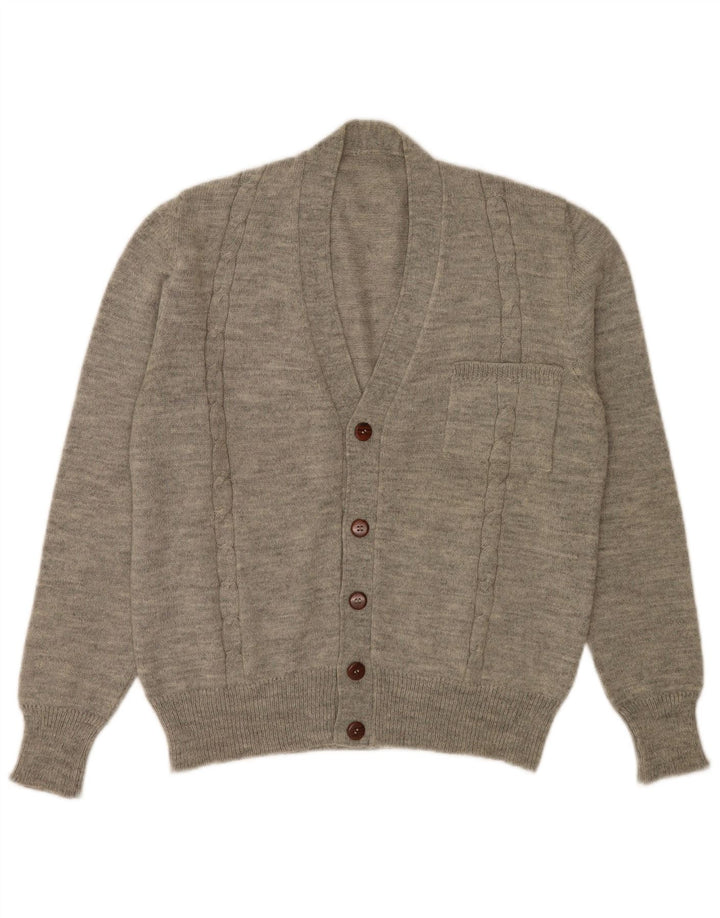 Maglione cardigan da uomo vintage grigio medio screziato