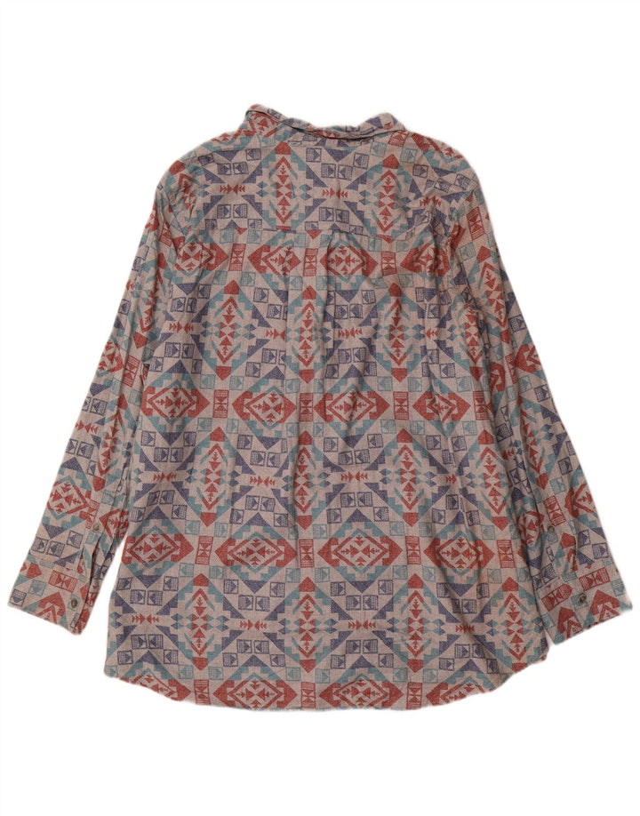 Camicia di flanella oversize da donna Eddie Bauer UK 22 3XL Cotone geometrico grigio