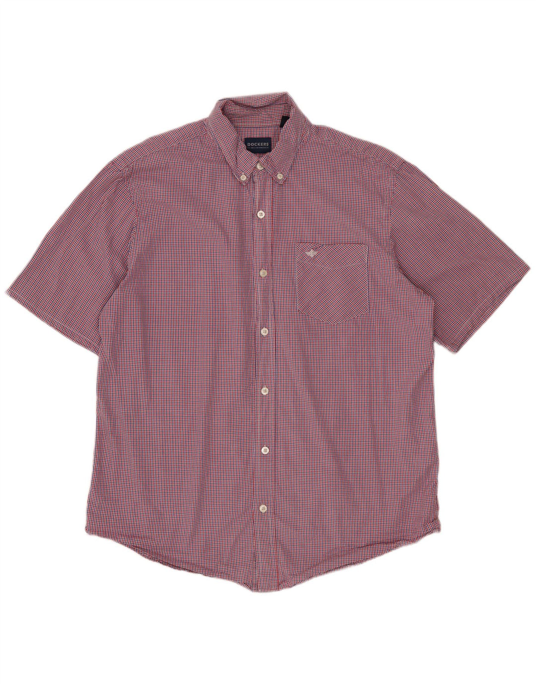 Camicia da uomo a maniche corte Dockers in cotone a quadretti rosso medio