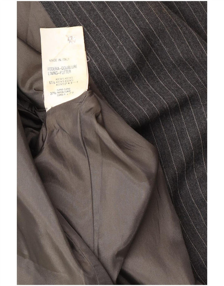 Giacca blazer da donna Ferre 001 a 1 bottone UK 16 grande acetato gessato grigio