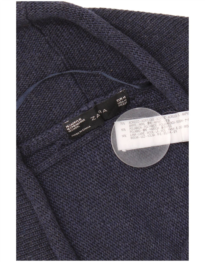Maglione cardigan da donna Zara UK 14 Acrilico blu navy medio