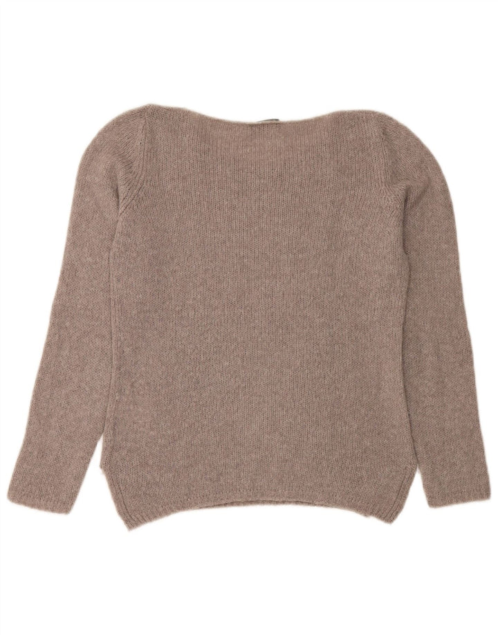 Maglione maglione con scollo a barca da donna Fred Perry UK 10 piccolo grigio poliammide