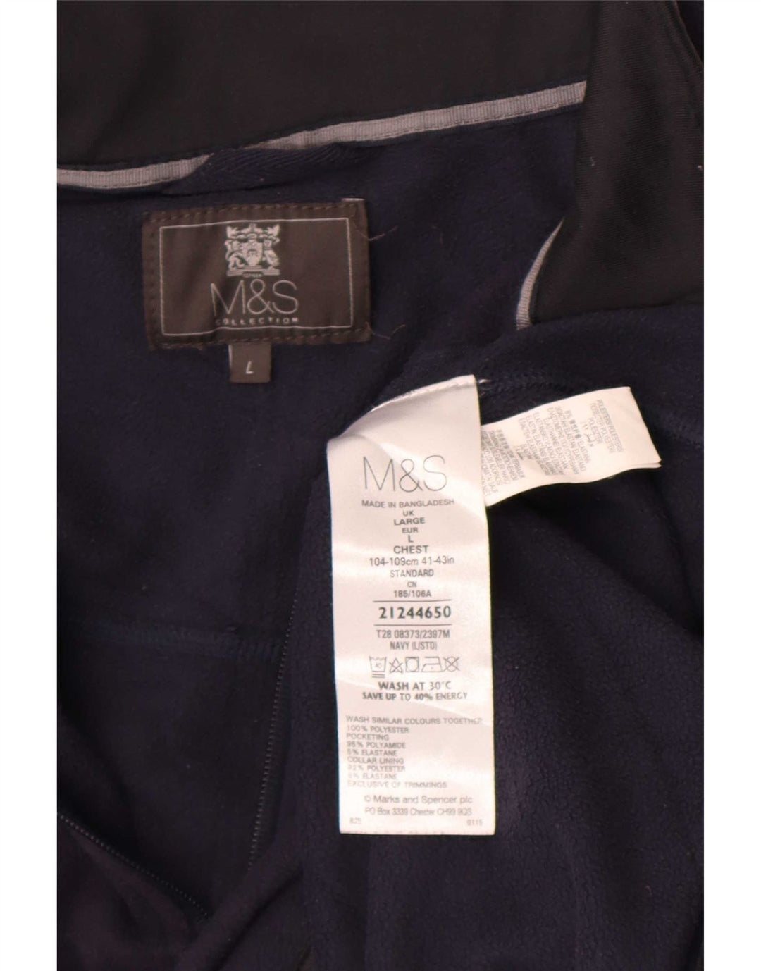 Maglione in pile da uomo Marks & Spencer grande poliestere blu navy
