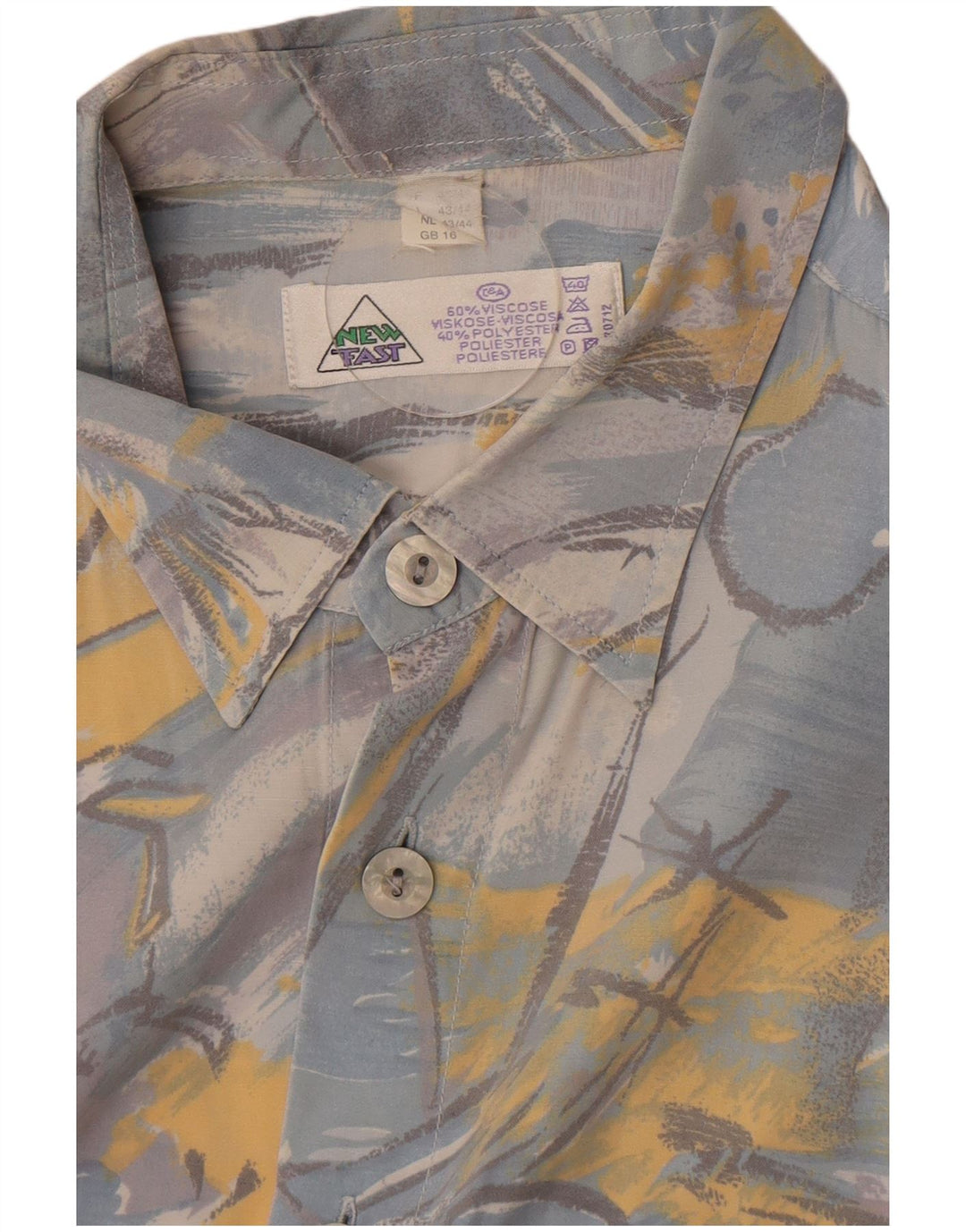 Nuova camicia veloce da uomo C&A taglia 16 grande viscosa geometrica blu