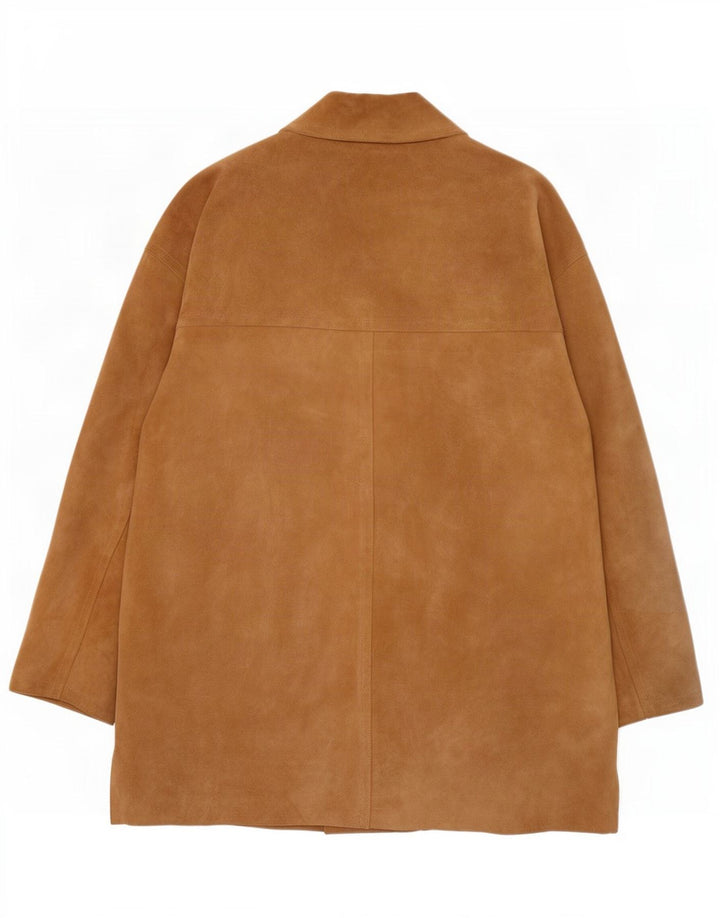 Soprabito vintage da donna oversize in pelle scamosciata IT 42 in pelle beige medio