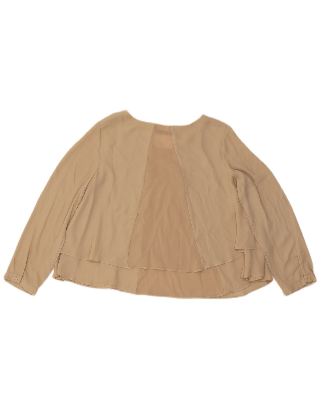 ZARA Womens Crop 3/4 Sleeve Blouse Top UK 10 Small Beige Polyester
