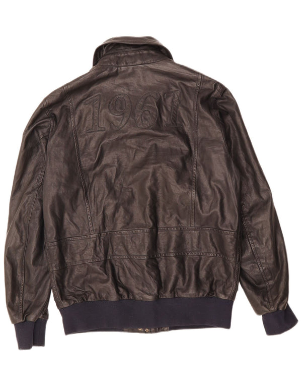 AERONAUTICA MILITARE Giacca grafica da donna IT 42 media pelle nera