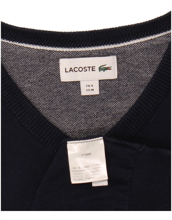 LACOSTE Maglione da uomo con scollo a V taglia 4 cotone medio blu navy