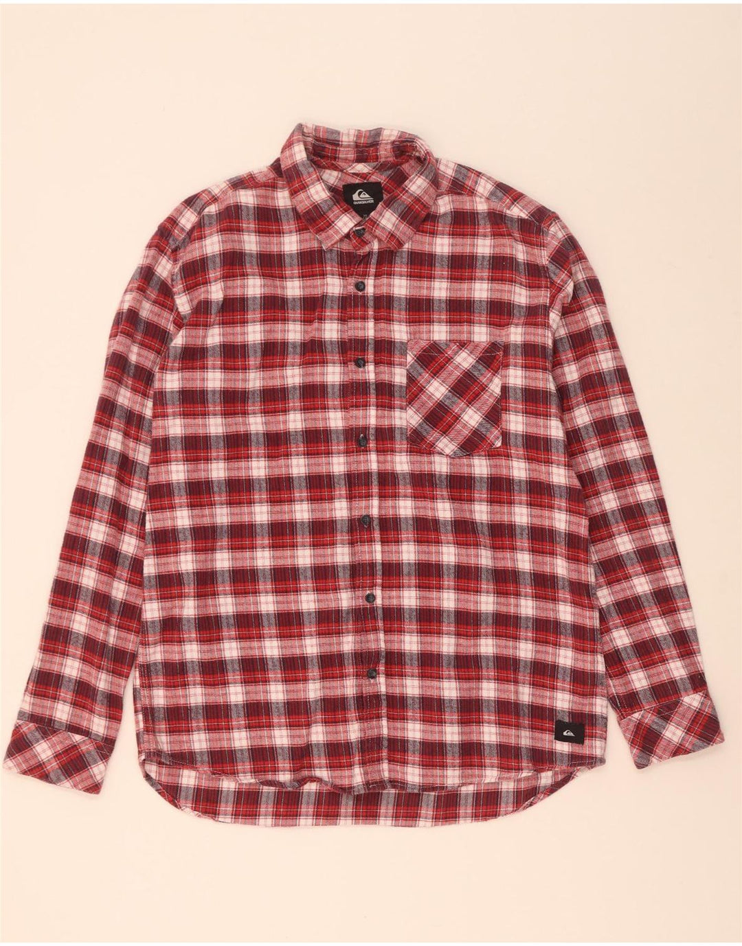 Camicia Quiksilver da uomo in flanella vestibilità regolare, cotone a quadri rossi grandi