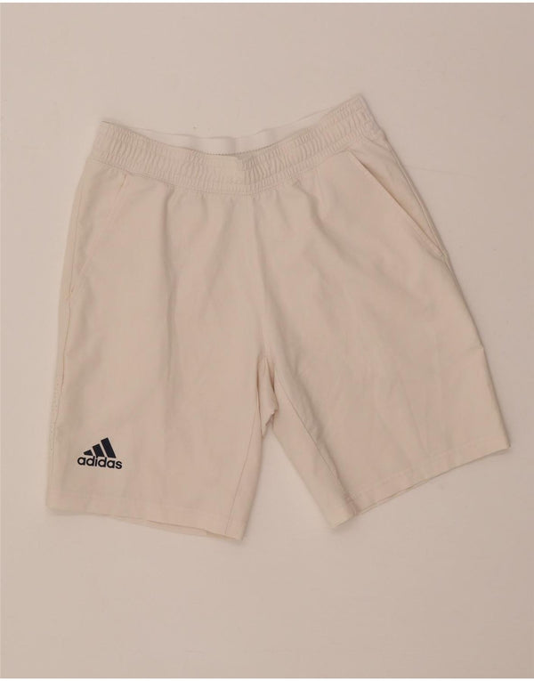 Pantaloncini sportivi da uomo Adidas piccoli in poliestere bianco sporco