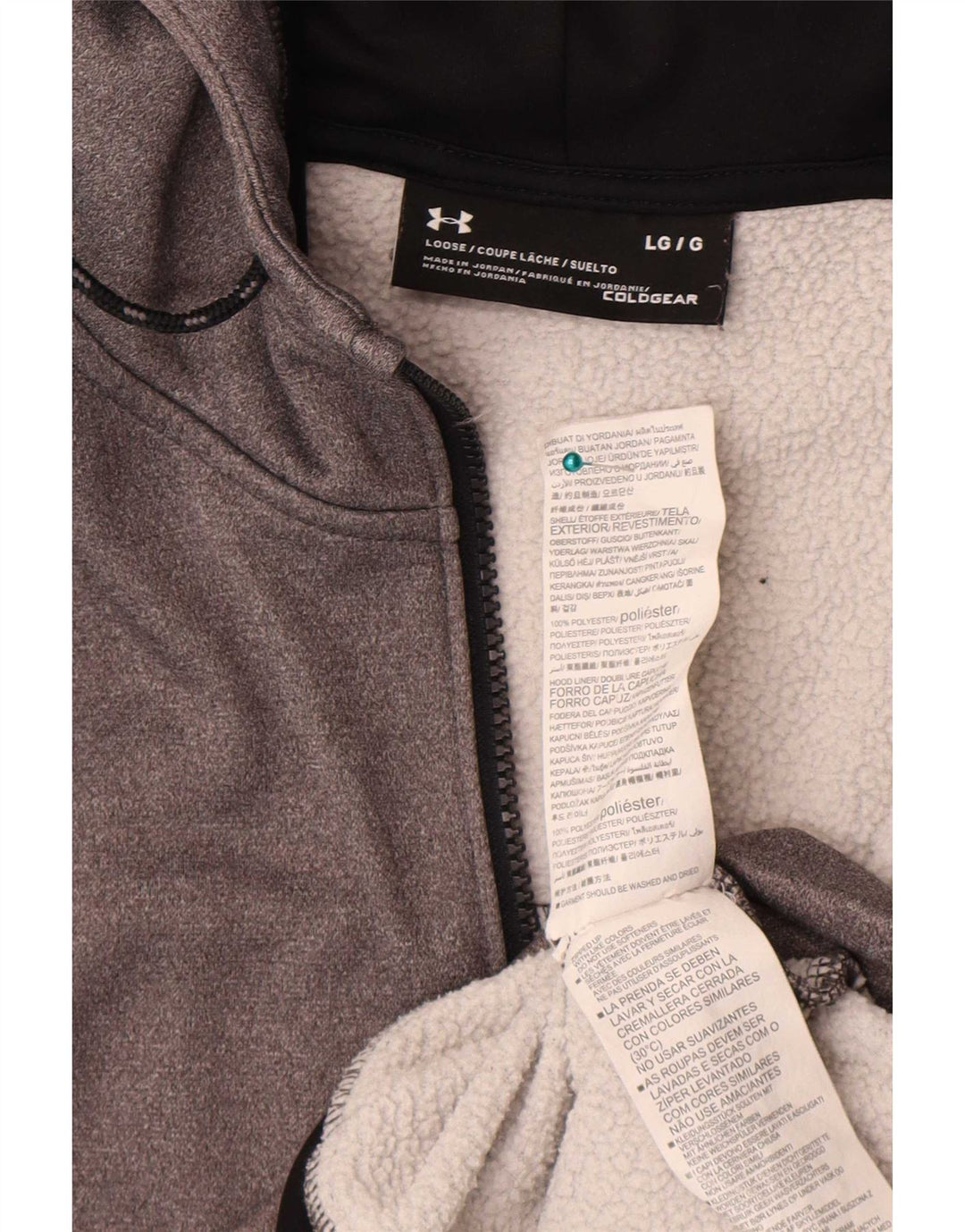 Felpa con cappuccio e zip Under Armour da uomo Cold Gear, grande in poliestere grigio